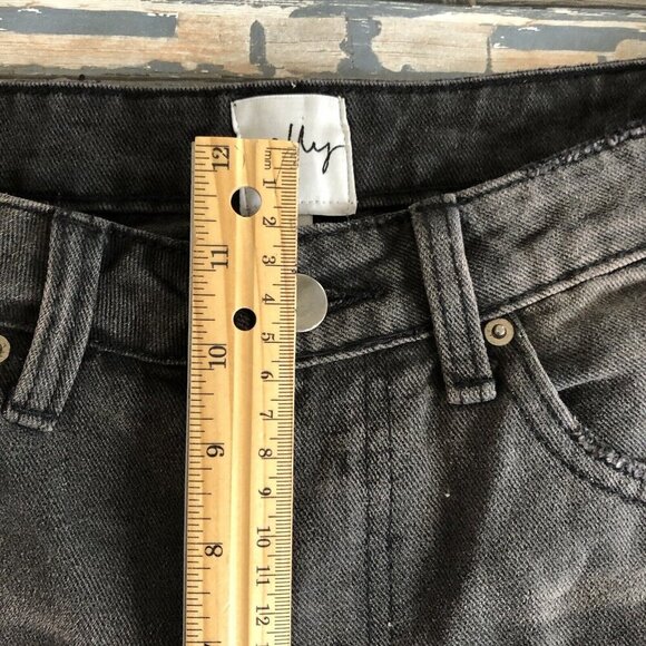 Princess Polly High Rise Distressed Raw Hem Destroyed Ankle Zip Jeans 4 Black - Picture 8 of 12